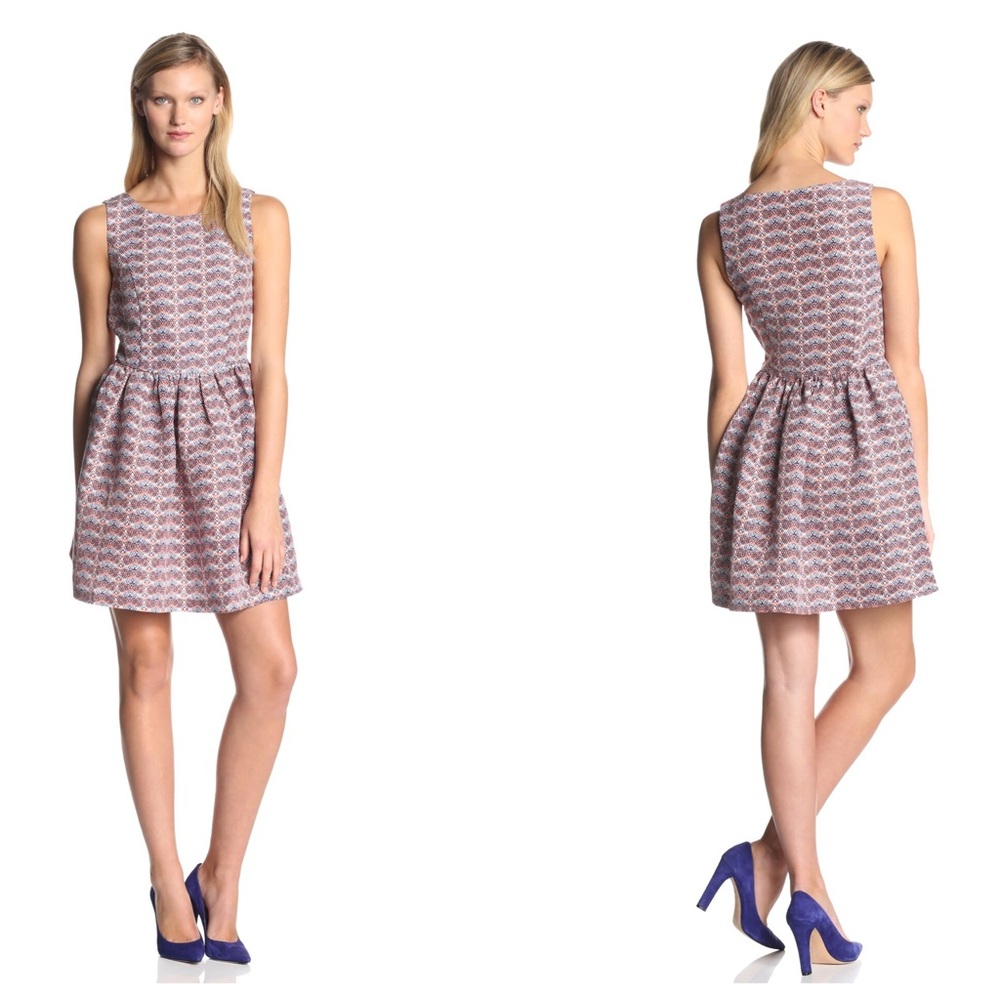 Joie Meriel Chevron Print Sleeveless Flare Dress